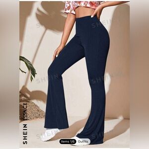Navy Blue High Waisted Flared Pants